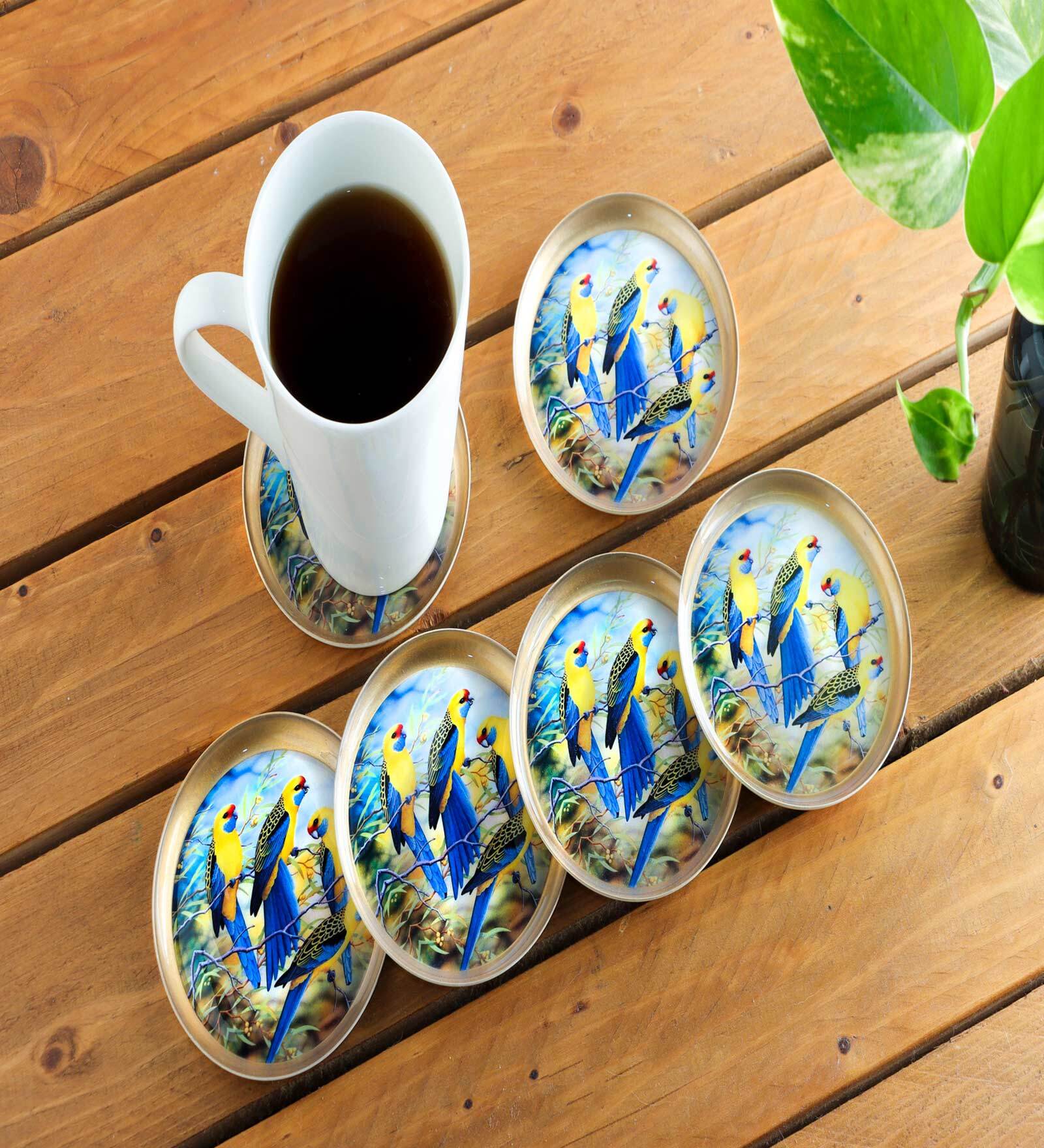 Blue Iron Gladiolus harmony (Set of 6) Coasters