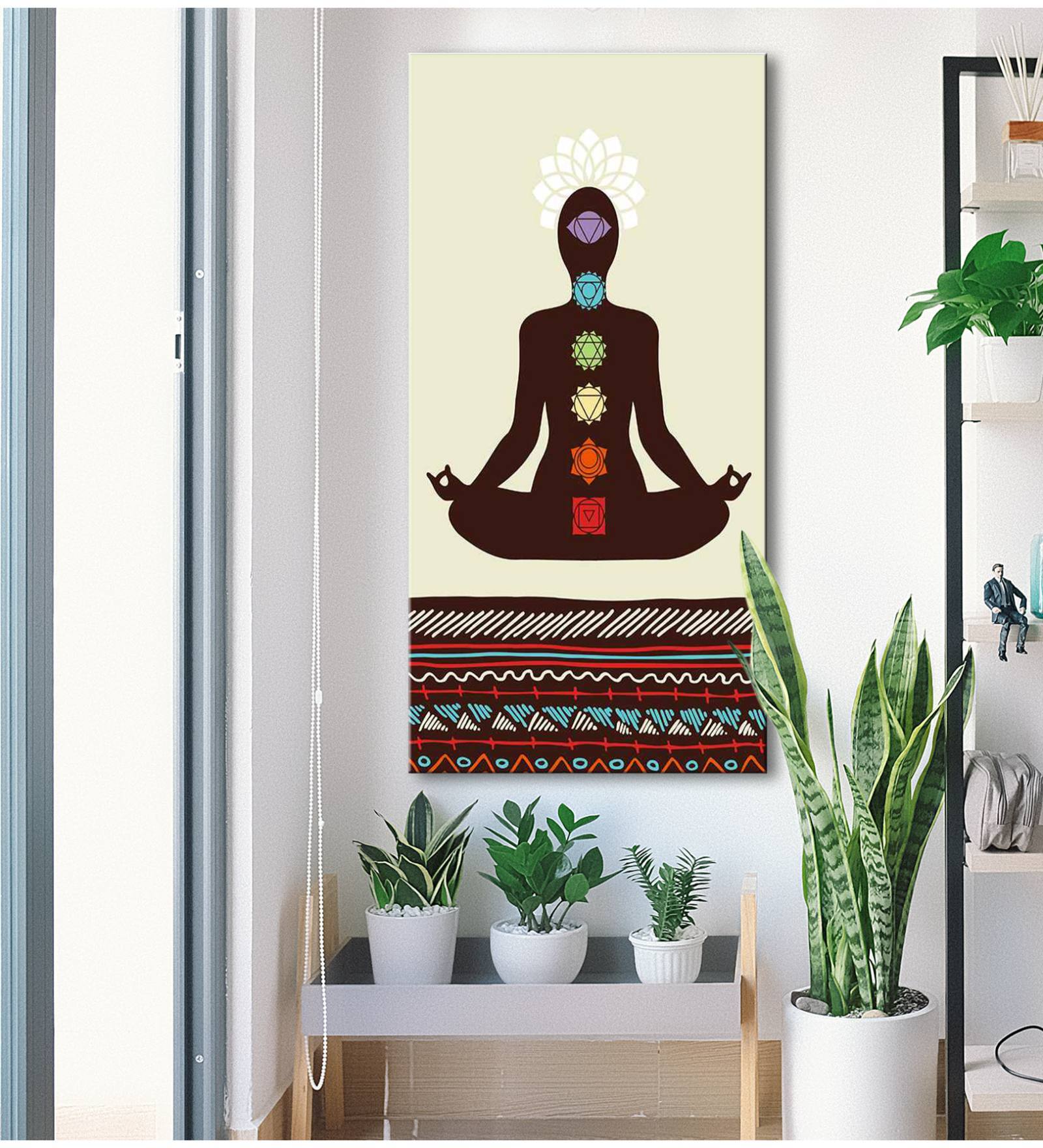 Seven Chakra Meditation Canvas Framed Art Print
