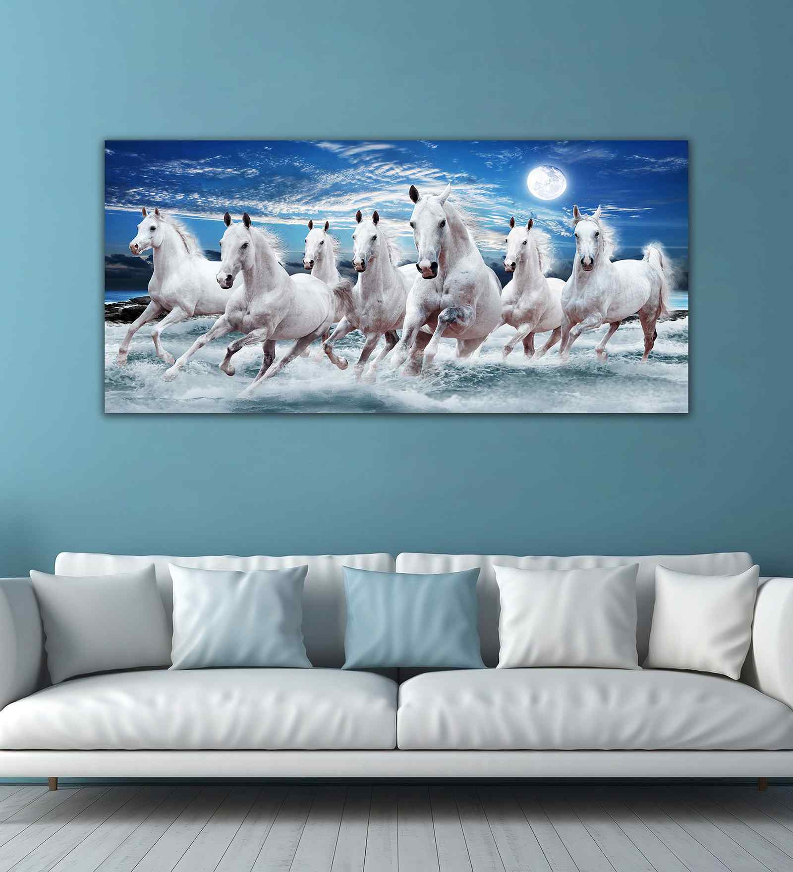 Seven Running Horses Wall Painting In Water