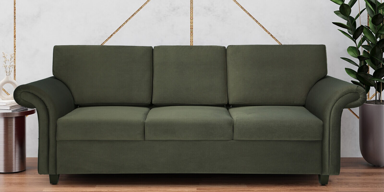 Selene 3 Seater Fabric Sofa In Chestnut Brown Colour