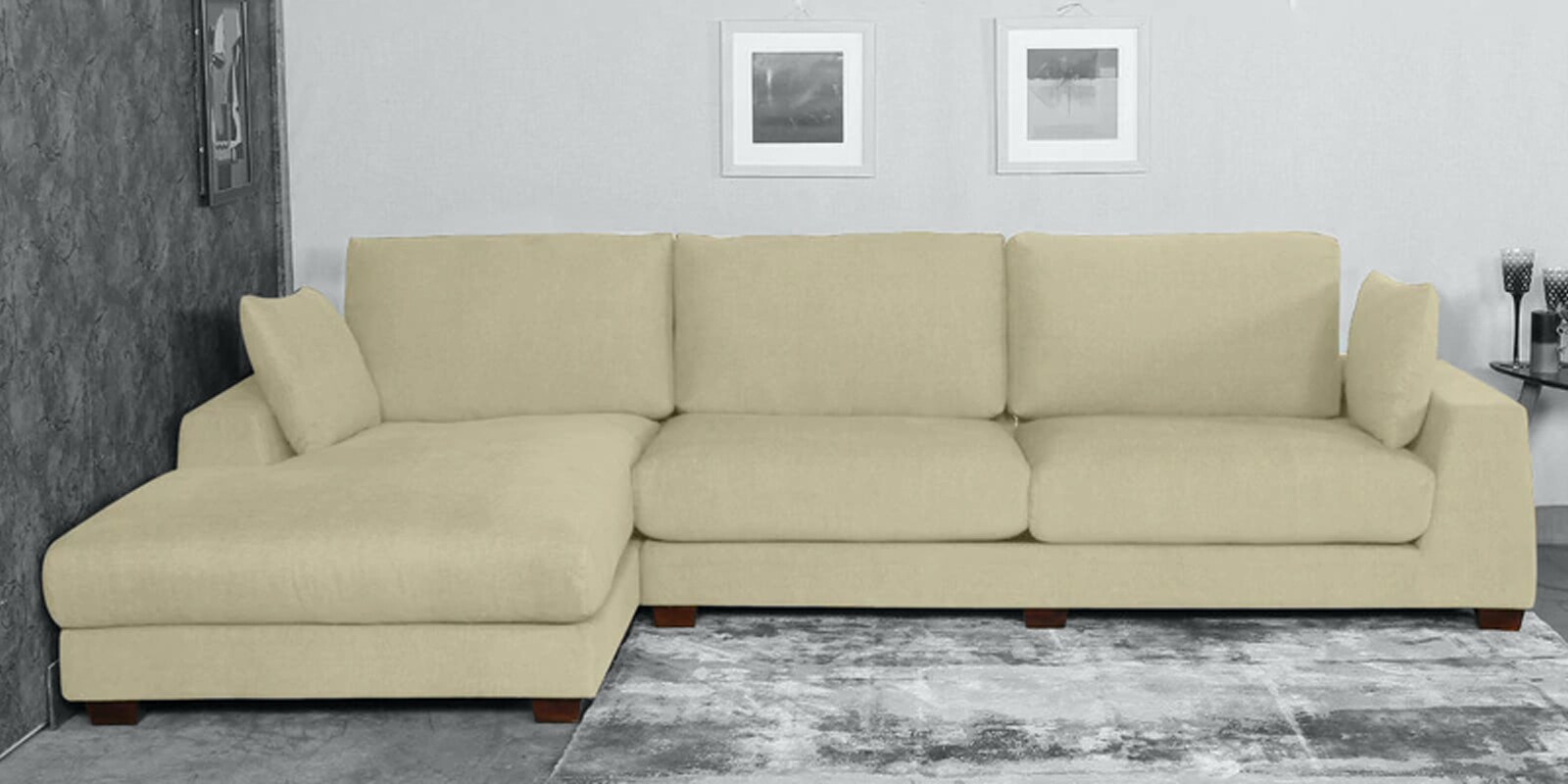 Ranger Fabric RHS Sectional Sofa in Beige Colour