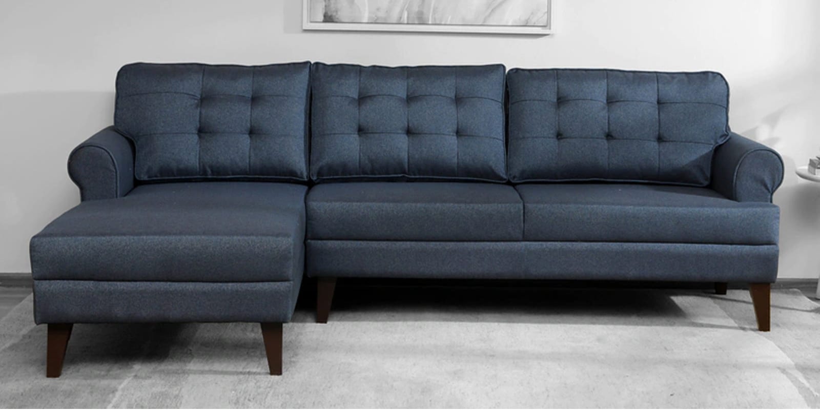 Serena Fabric RHS Sectional Sofa (3 + Lounger) in Blue Colour