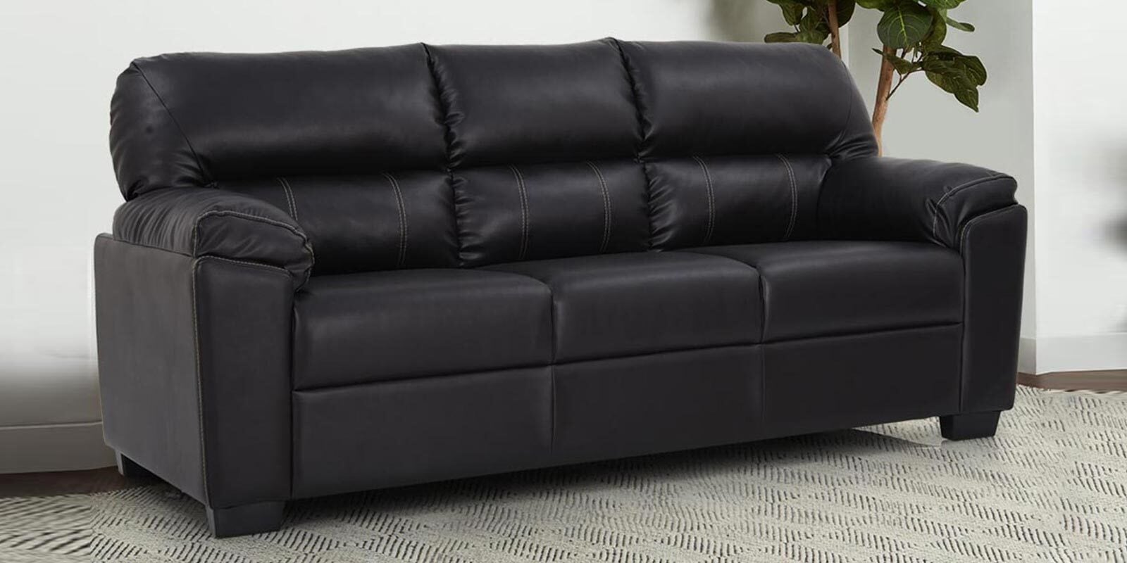 Serene Leatherette 3 Seater Sofa in Brown Color
