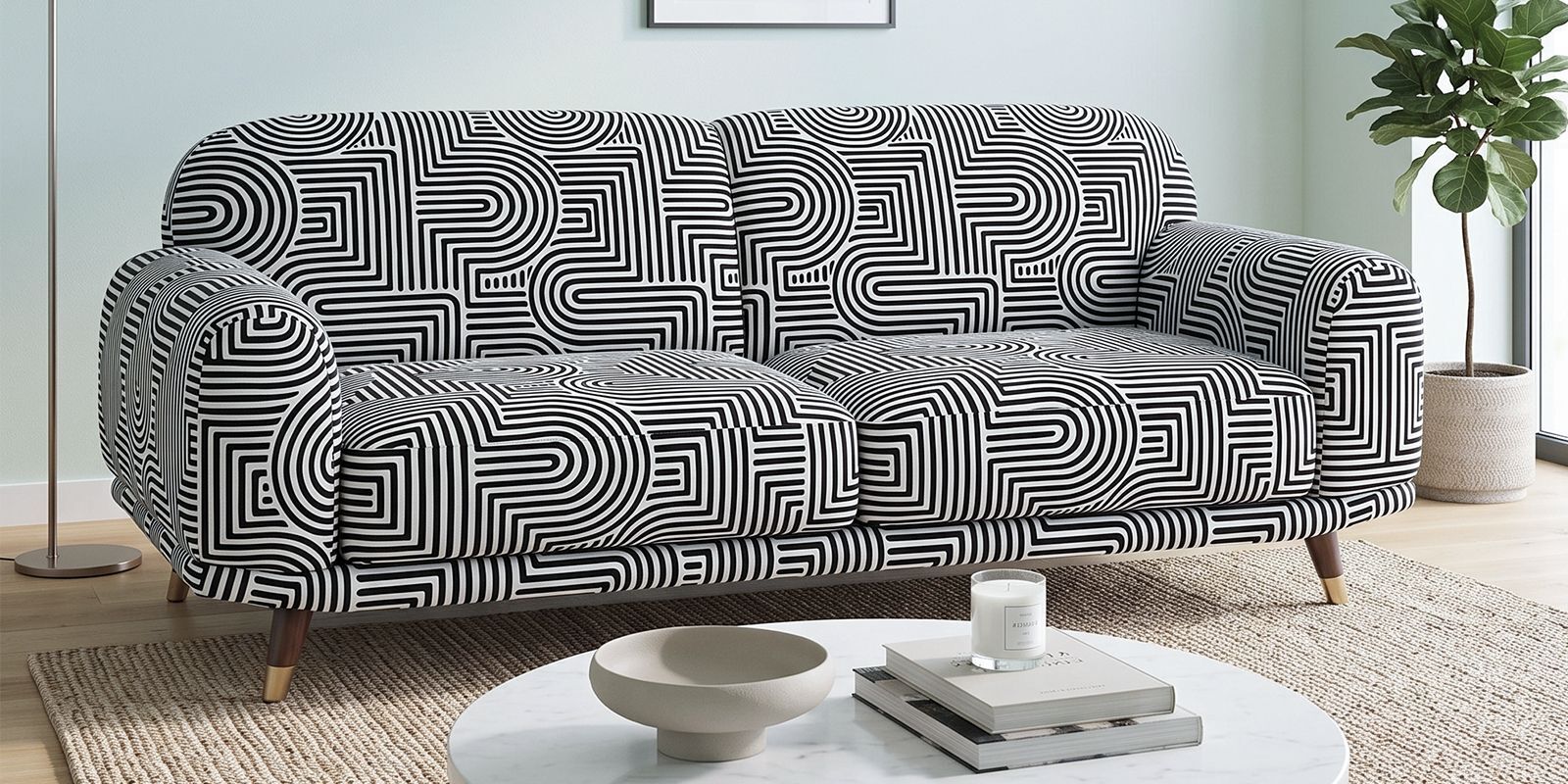 Serenee Urban Maze 3 Seater Upholstered Sofa Serenee Urban Maze 3 Seater Upholstered Sofa