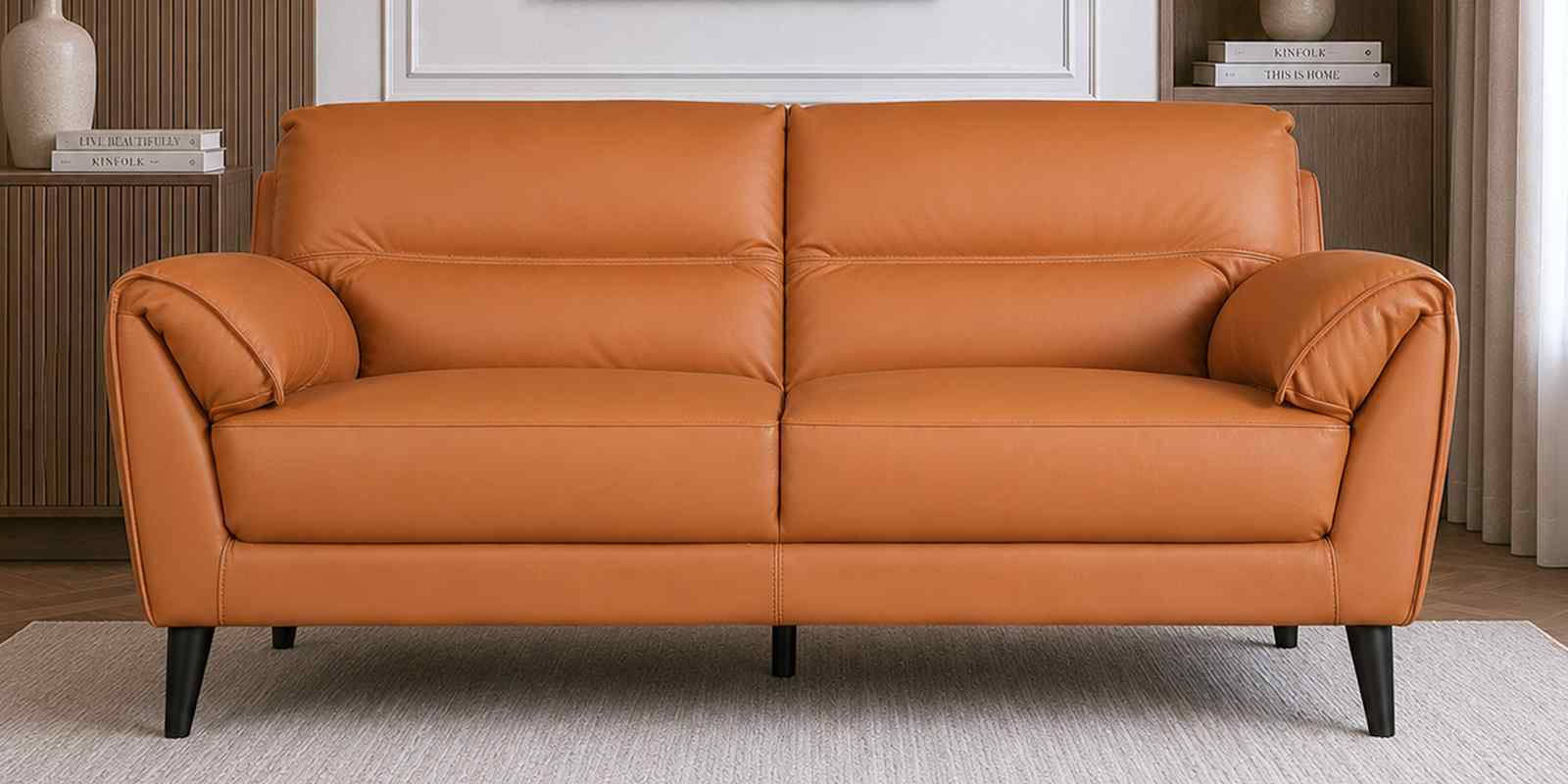Sereno Leather Fabric 2 Seater Sofa Set In Brown Colour Sereno Leather Fabric 2 Seater Sofa Set In Brown Colour