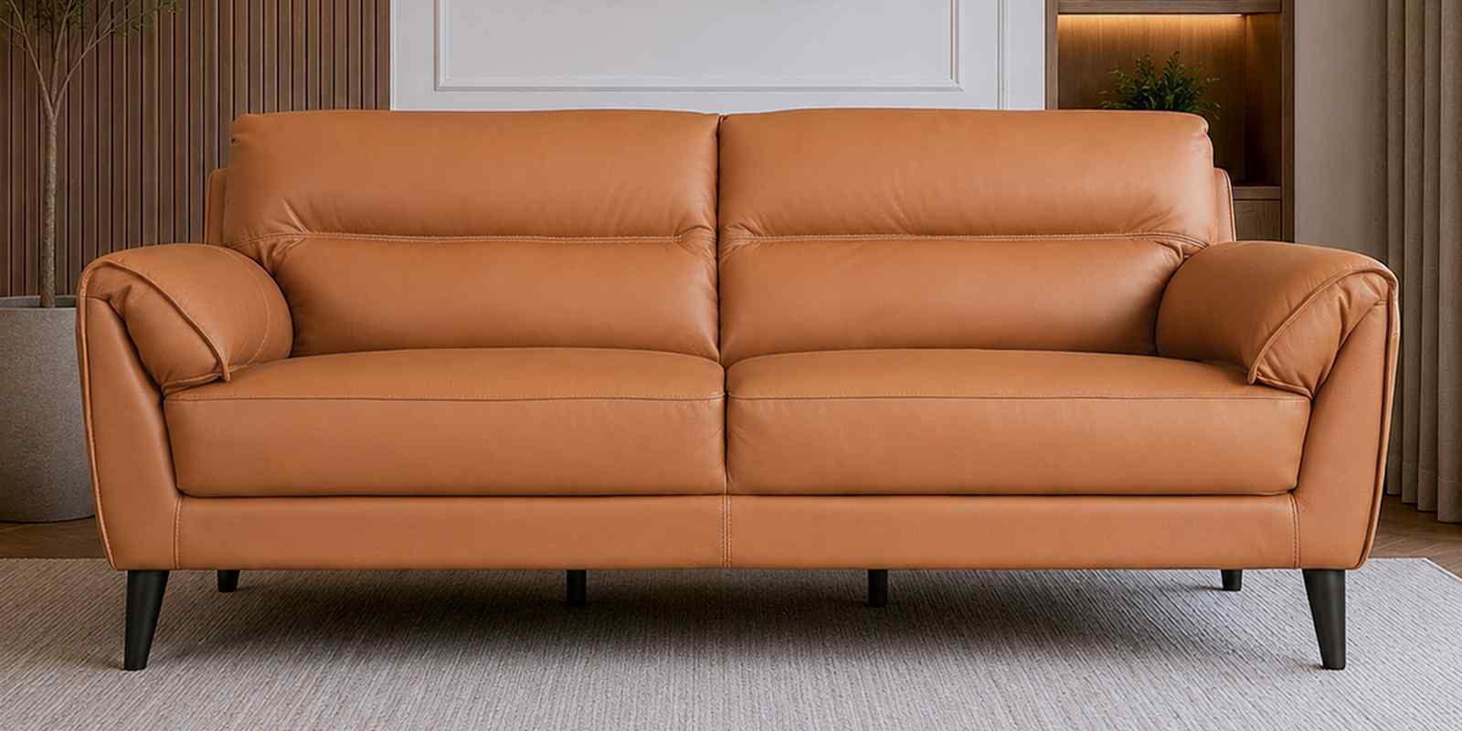 Sereno Leather Fabric 3 Seater Sofa Set In Brown Colour Sereno Leather Fabric 3 Seater Sofa Set In Brown Colour