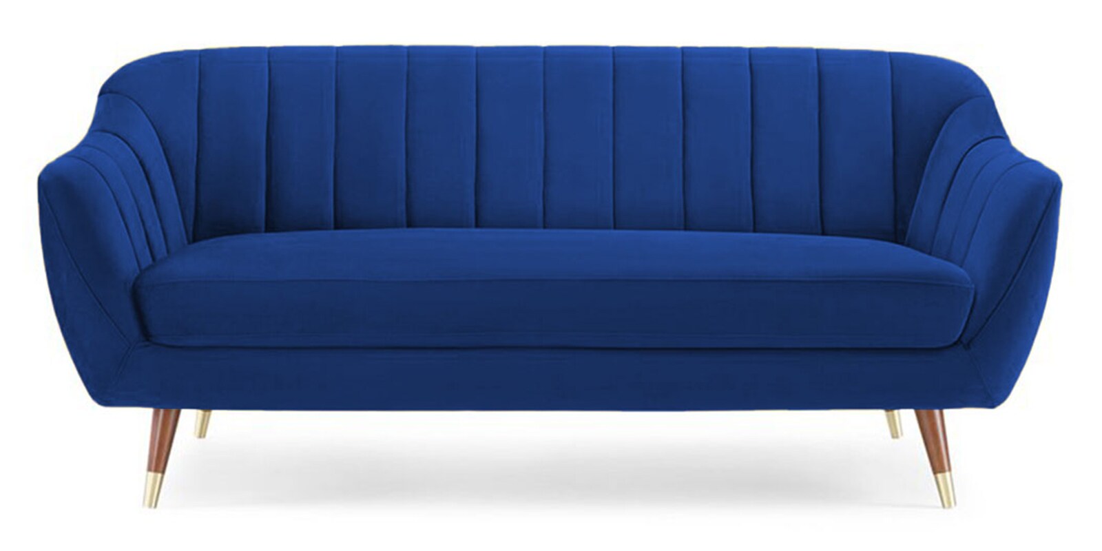 Buy Setpia Velvet 3 Seater Sofa in Cobalt Blue Colour at 36 OFF by