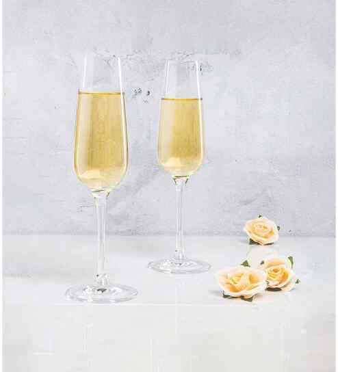 Se Of 6 Crystal Flute Glasses