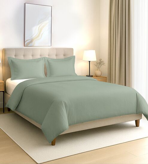 Sea Foam Solid 400 TC Cotton Double Sized Duvet Cover
