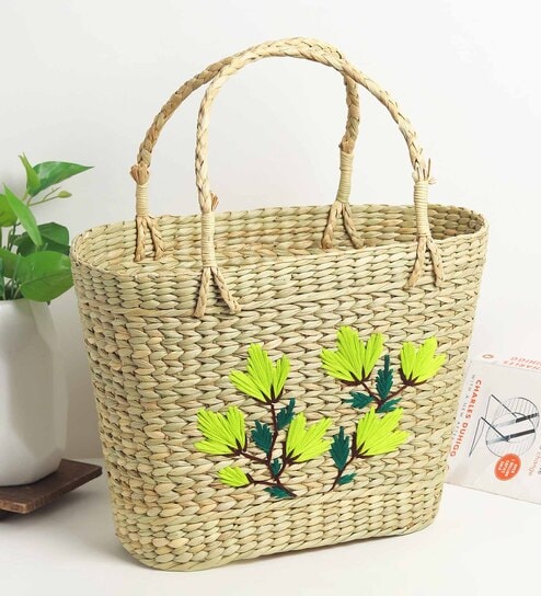 Seagrass Shopping Basket | Embroidery Basket