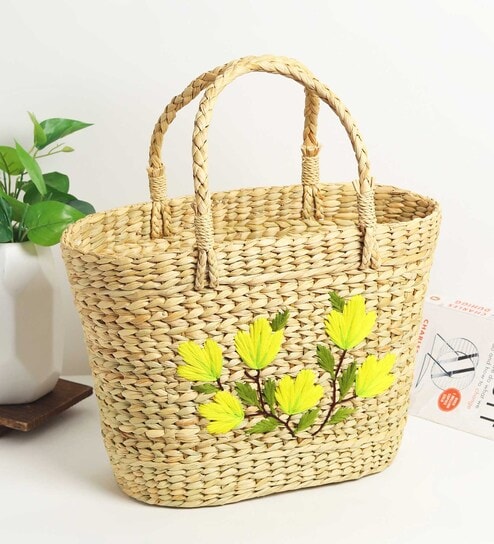 Seagrass Shopping Basket | Embroidery Basket