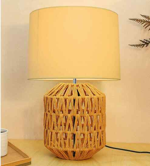 Brown Seagrass Weave Table Lamp Coastal Cottage Bedside