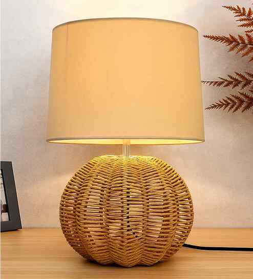 Brown Seagrass Weave Table Lamp Coastal Cottage Bedside