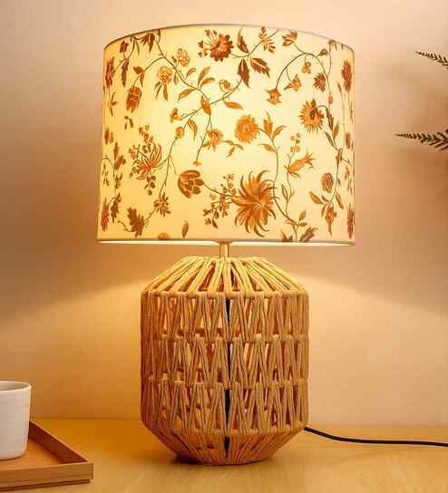 White Seagrass Weave Table Lamp Coastal Cottage Bedside