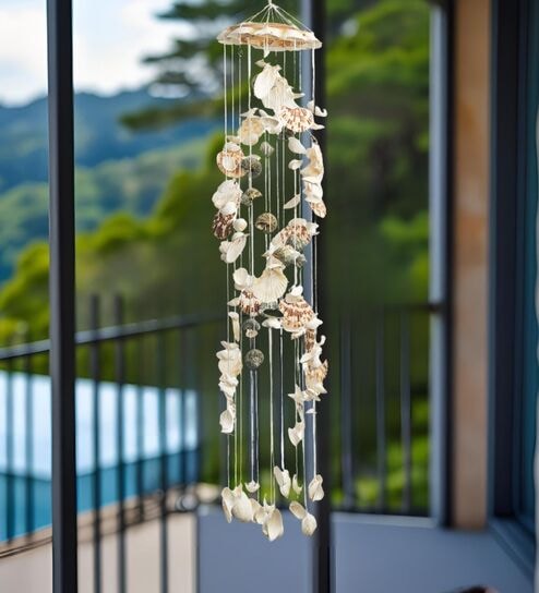 Seashells Wall Hanging White 2.7 ft Coastal Home Decor
