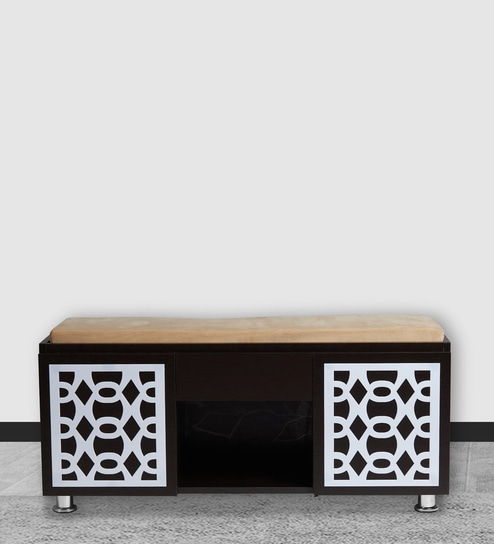 Seat-On Shoe Rack With Seating In Wenge Finish