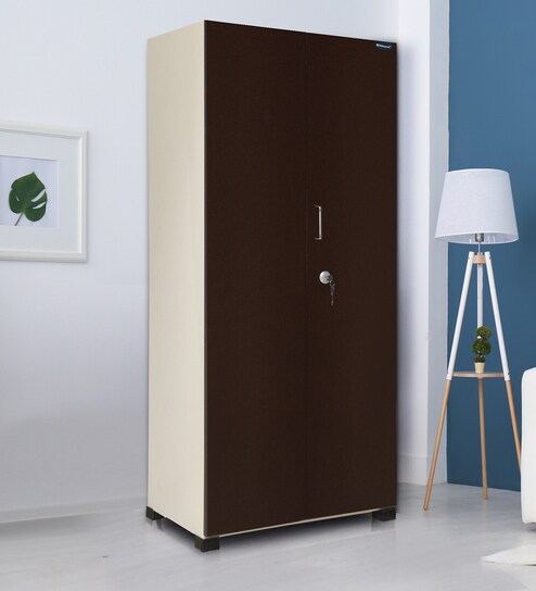 Buy Securo Two Door Wardrobe In Brown And Ivory Colour By Nilkamal