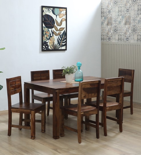 Segur Sheesham Wood 6 Seater Dining Set In Provincial Teak Finish