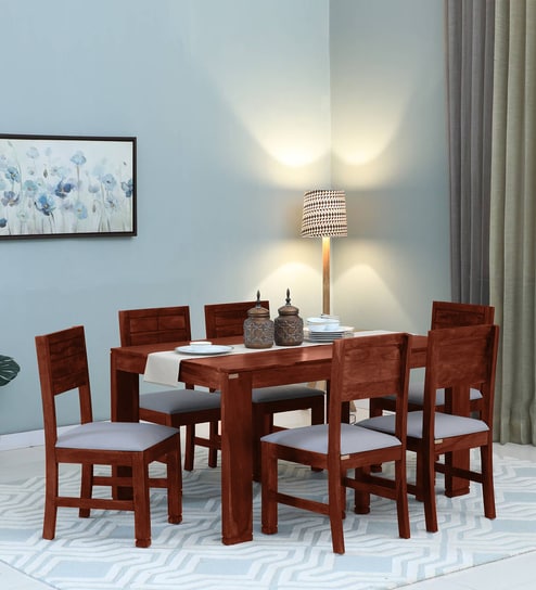 Buy Segur Sheesham Wood 6 Seater Dining Set in Scratch Resistant