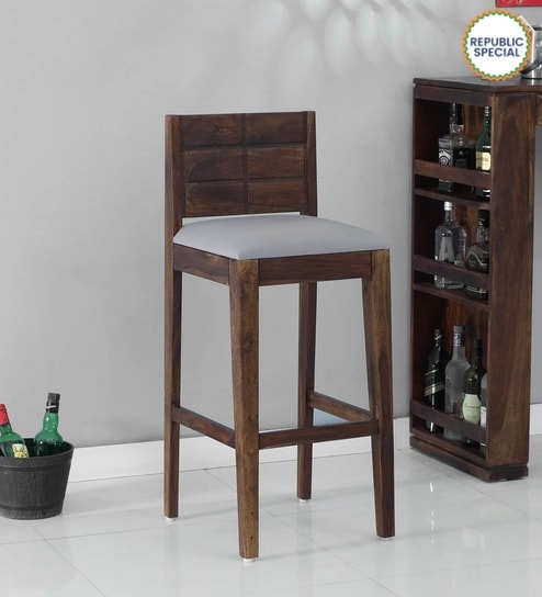 Segur Sheesham Wood Bar Stool in Provincial Teak Finish