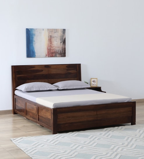 Segur Sheesham Wood King Size Bed In Provincial Teak With BoxStorage