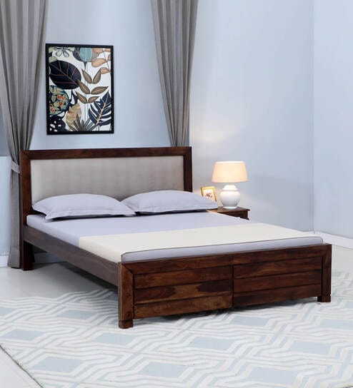 Segur Sheesham Wood Queen Size Bed In Provincial Teak Finish