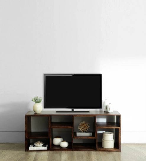 Segur Sheesham Wood TV Console In Provincial Teak Finish For TVs Up To 55"