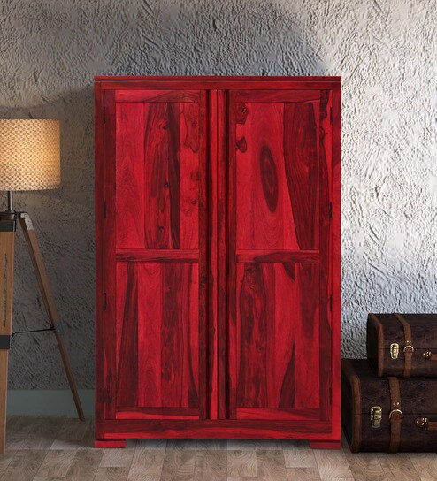 Buy Segur Solid Wood 2 Door Wardrobe In Spicy Red Finish By