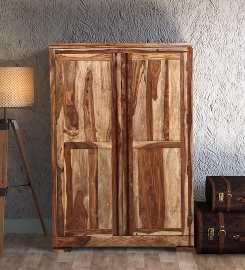 Buy Segur Solid Wood 2 Door Wardrobe In Rustic Teak Finish By