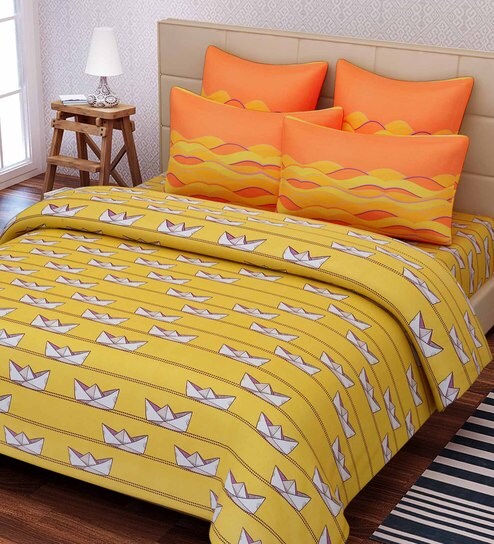 Buy Inspiration Cotton 180tc Double Bedsheet With 2 Pillow Covers