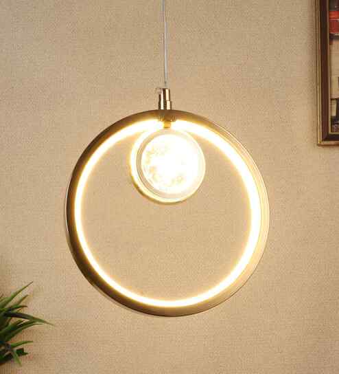 Selene Gold Iron Hanging Light | Inbuilt LED | without Bulb | Eliante by Jainsons Lights