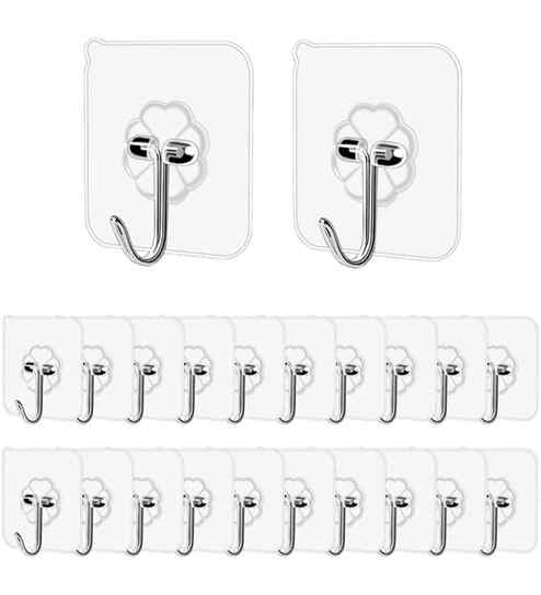 Self-Adhesive Plastic Wall Hooks (Pack of 10)