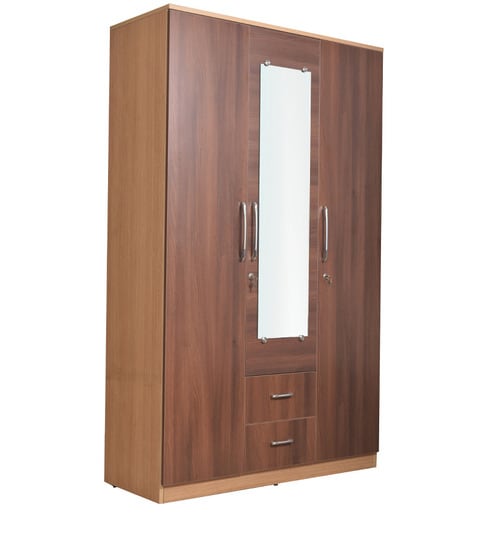 Buy Selino Three Door Wardrobe In Dark Brown And Cream Colour By