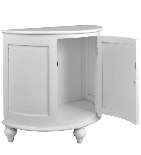 Buy Semi Circle Side Cabinet In White Colour By The Yellow Door