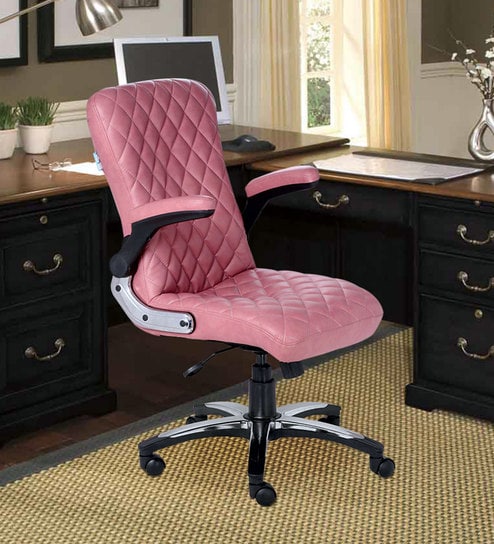 Buy Semi Designer Executive Chair In Dark Pink By Vj Interior