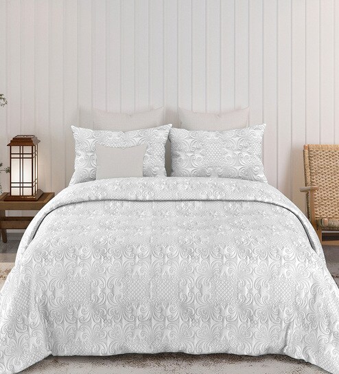 White Sensations 300GSM King Quilted Bedcover with 2 Pillowcovers