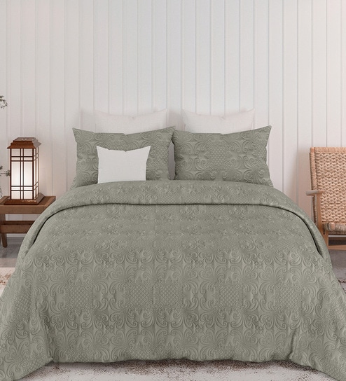 Grey Sensations 300GSM King Quilted Bedcover with 2 Pillowcovers