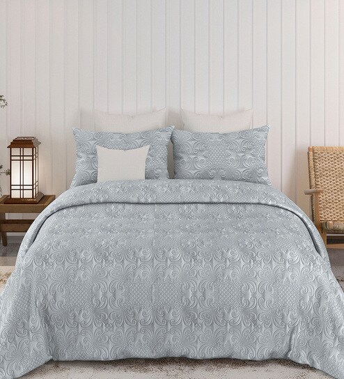 Blue Sensations 300GSM King Quilted Bedcover with 2 Pillowcovers