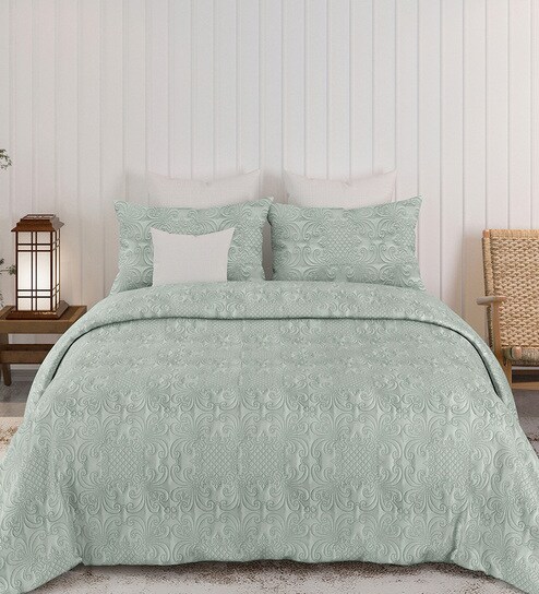 Green Sensations 300GSM King Quilted Bedcover with 2 Pillowcovers