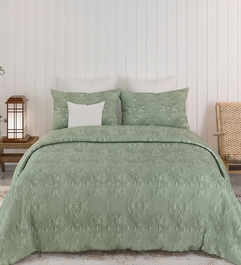Green Sensations 300GSM King Quilted Bedcover with 2 Pillowcovers