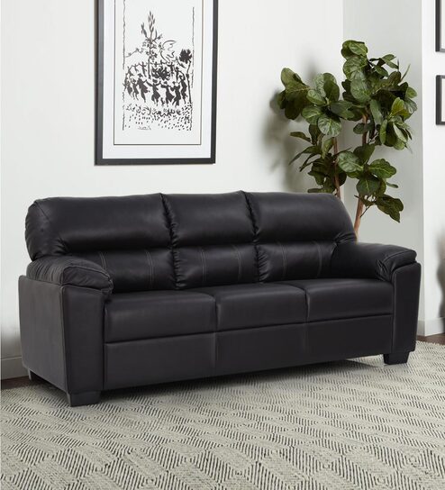Serene Leatherette 3 Seater Sofa in Brown Color