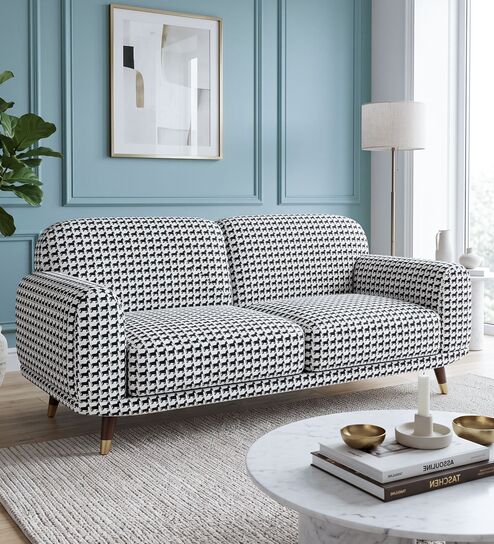Serenee Classic Houndstooth 3 Seater  Upholstered Sofa 