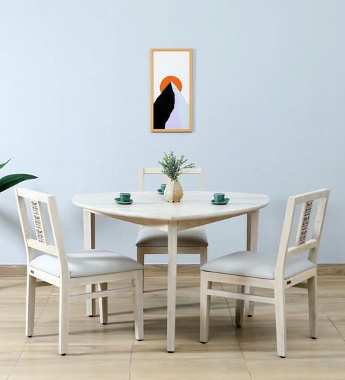 Serengeti Mango Wood 3 Seater Dining Set In White Wash Finish