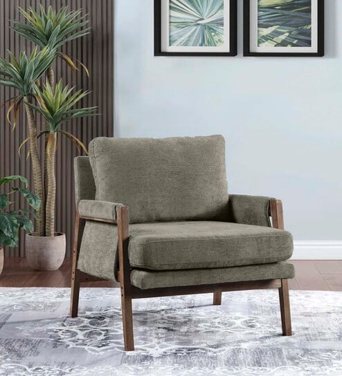 Serenity Boucle Fabric Arm Chair in Brown Colour