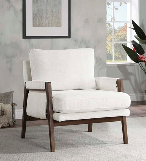 Serenity Boucle Fabric Arm Chair in Off White Colour