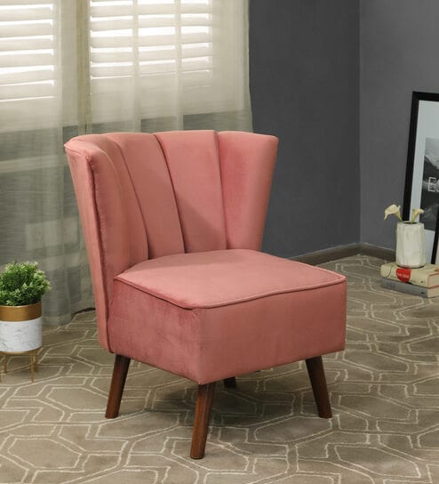 Sergio Velvet Slipper Chair In Blush Pink Colour
