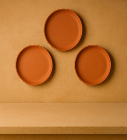 Set  Of  3 Terracotta Wallplate 8 Inches