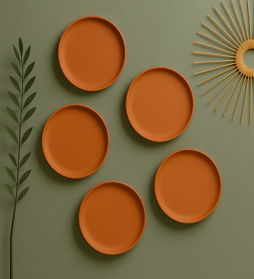 Set  Of  5 Terracotta Wallplate 8 Inches