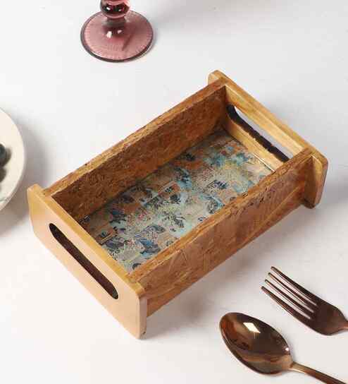 Set of 1 - Decorative Rectangular Trey, Traditional Design, Suitable for gifting