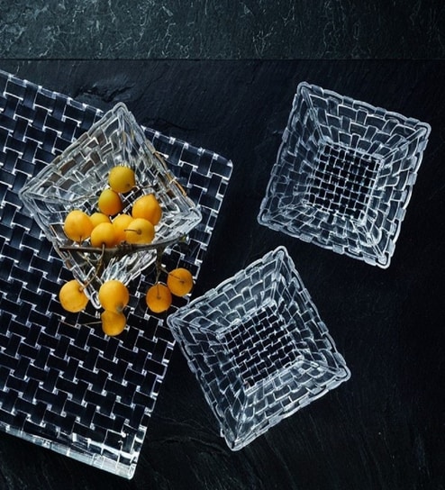 Set of 1 Bossanova Crystal Square Plate and 4 Bowls